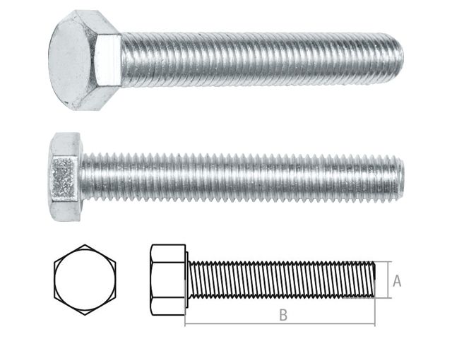 Болт М16х80 мм шестигр., цинк, кл.пр. 8.8, DIN 933 (5 кг) STARFIX