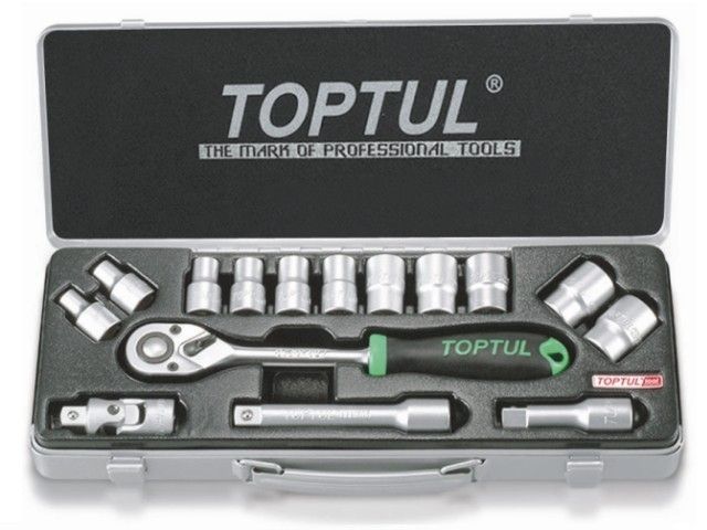 Набор головок 1/2&quot; 8-24мм 15предм. 6гр. метал.кейс TOPTUL (GCAD1502)