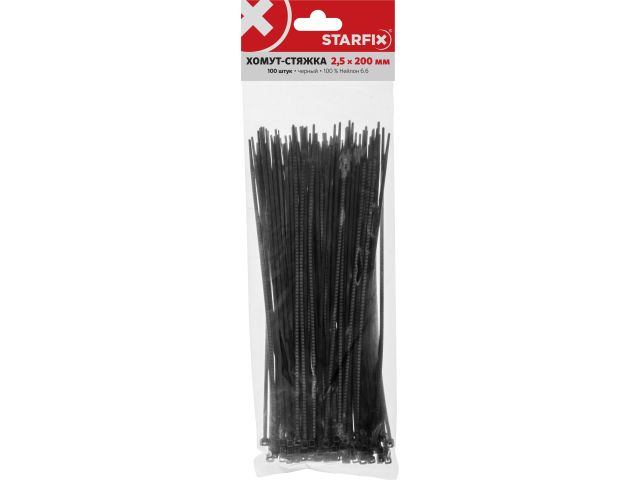 Изображение 3 Хомут-стяжка 2.5х200 мм черный (100 шт в уп.) STARFIX