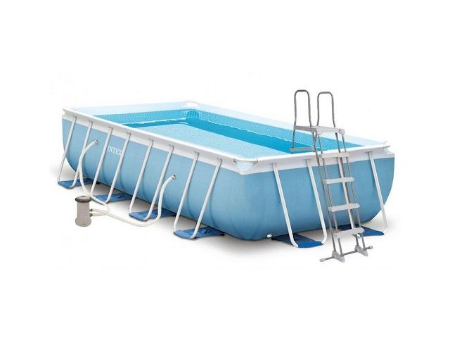 Изображение 1 Каркасный бассейн Prism Frame, прямоугольный, 400х200х100 см + фильтр-насос 220 В, лестница, INTEX