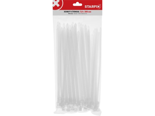 Изображение 3 Хомут-стяжка 7.6х250 мм белый (100 шт в уп.) STARFIX