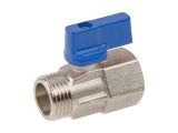 Кран шаровый MINI 1/2&quot; нар.-вн. синяя ручка, AV Engineering