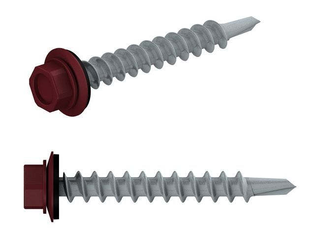 Саморез кровельный 4.8х19 мм цинк, шайба с прокл., PT3, RAL 3005 (5 кг) STARFIX