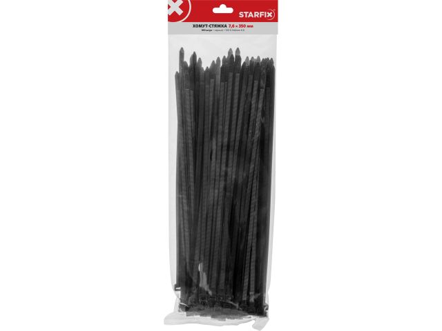 Изображение 3 Хомут-стяжка 7.6х350 мм черный (100 шт в уп.) STARFIX