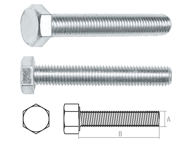 Болт М10х140 мм шестигр., цинк, кл.пр. 5.8, DIN 933 (20 шт в карт. уп ...