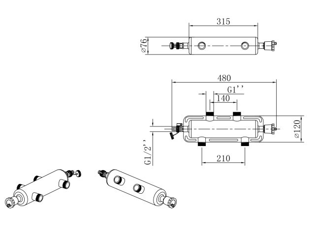 Изображение 2 Гидрострелка 1", 4 вых., AV Engineering