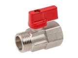 Кран шаровый MINI 1/2&quot; нар.-вн. красная ручка, AV Engineering