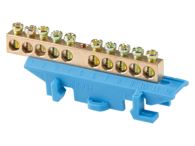 Шина "N" нулевая 6х9мм 10 групп c изолятором на DIN-рейку бол. стойка ...