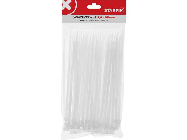 Изображение 3 Хомут-стяжка 4.8х200 мм белый (100 шт в уп.) STARFIX