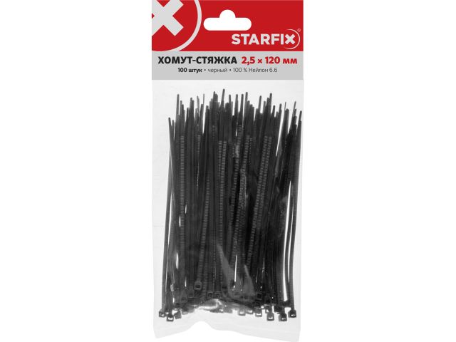 Изображение 3 Хомут-стяжка 2.5х120 мм черный (100 шт в уп.) STARFIX