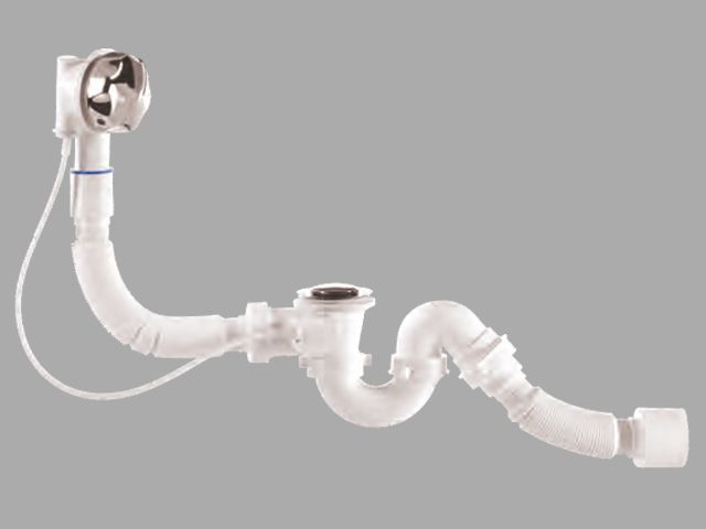 Сифон для ванны автомат U-образный с выпуском и переливом (Lt), с ...