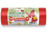 Мешки для мусора, 120 л, 10 шт, &quot;Премиум&quot;, красные, РОМАШКА