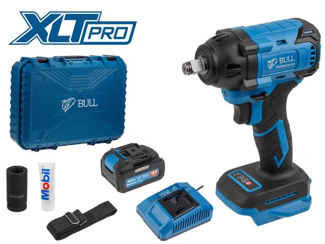 Аккум. ударный гайковерт BULL SC 1804 в чем. XLTpro БЕСЩЕТ., 18 В, 400 Н*м, 1/2&quot;, 1х4 А*ч, з/у 4 А