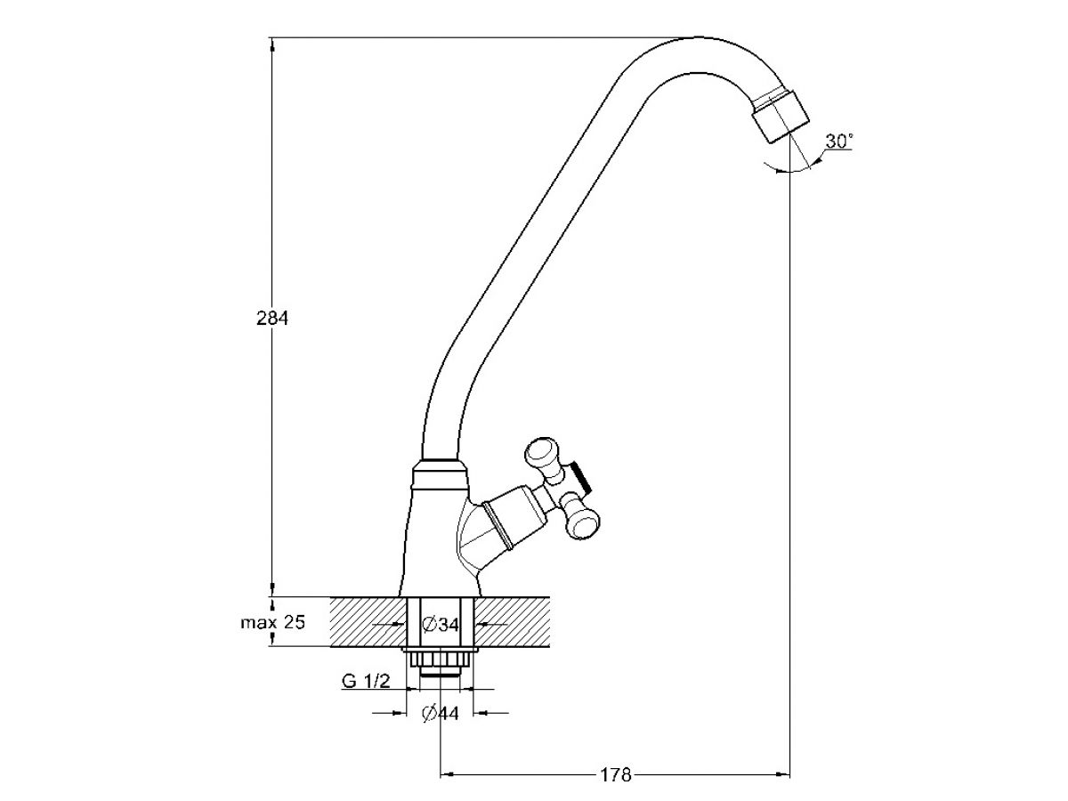 Моно-смеситель для кухни вентильный (тип I), серия 430 ECONOCE ...