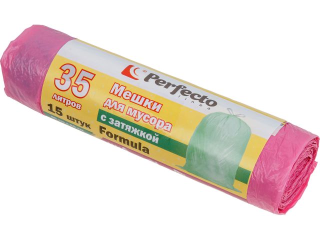 Изображение 2 Мешки для мусора Formula с затяжкой, 35 л, 15 шт., PERFECTO LINEA