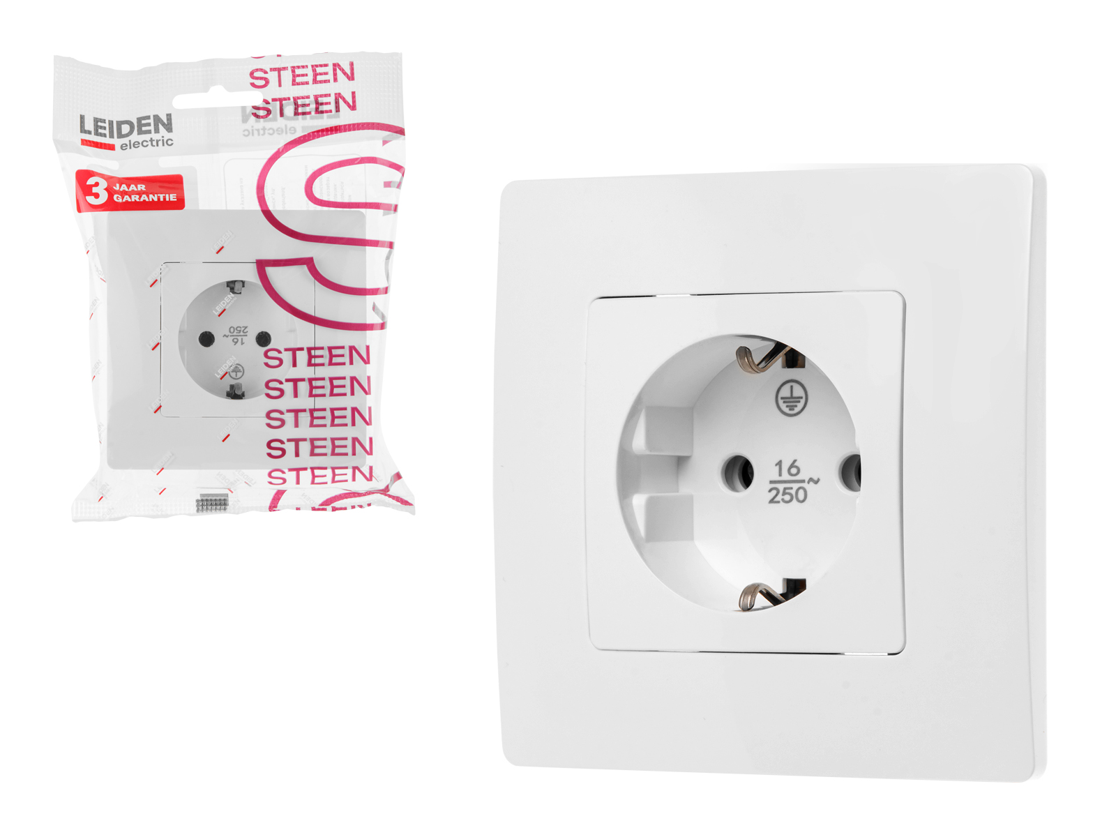 Розетка 1-ая (скрытая, с/з) белая, Steen, LEIDEN ELECTRIC - Садовая ...