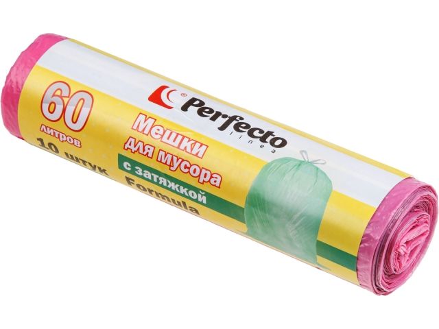 Мешки для мусора Formula с затяжкой, 60 л, 10 шт., PERFECTO LINEA