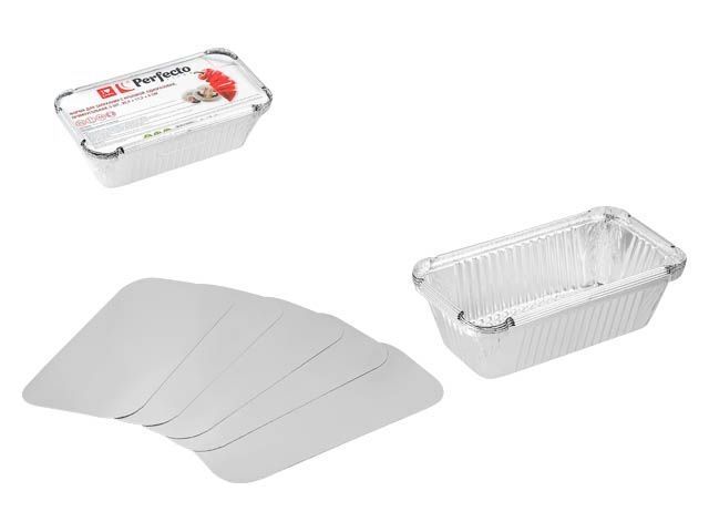 Изображение 2 Форма для запекания с крышкой алюминиевая однораз., прямоуг., 5 шт.,20.4х11.2х6.0 см, PERFECTO LINEA