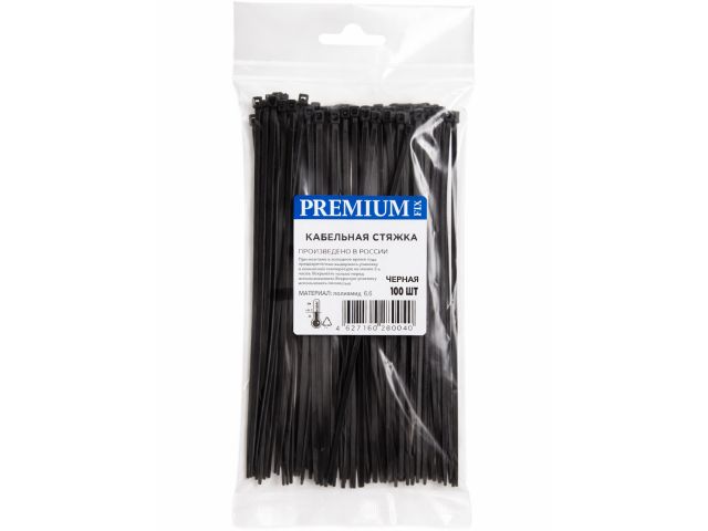 Хомут-стяжка 2.5х100 мм черный (100 шт в уп.) РФ