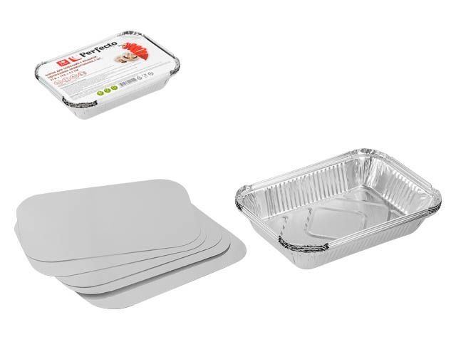 Изображение 2 Форма для запекания с крышкой алюминиевая однораз., прямоуг., 5 шт.,21.6х14.6х4.1 см, PERFECTO LINEA