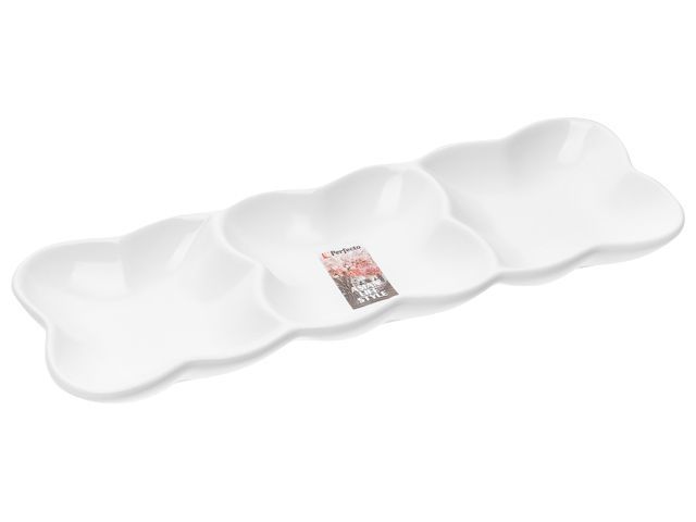 Изображение 2 Блюдо 3-х секционное керамическое, 29.5х10х2.5 см, серия ASIAN, белое, PERFECTO LINEA