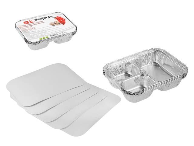 Изображение 2 Форма для запекания с крышкой алюминиевая однораз., прямоуг., 5 шт.,22.0х16.8х4.7 см, PERFECTO LINEA