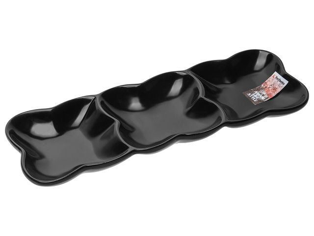 Изображение 2 Блюдо 3-х секционное керамическое, 29.5х10х2.5 см, серия ASIAN, черное, PERFECTO LINEA