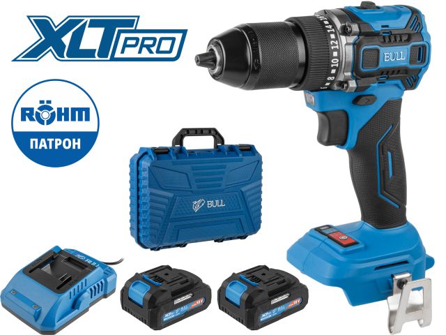 Изображение 1 Аккум. дрель-шуруповерт BULL SR 1807 R-series SET XLTpro БЕСЩЕТ., 18 В, 60 Н*м, 2х2 А*ч, з/у 2 А