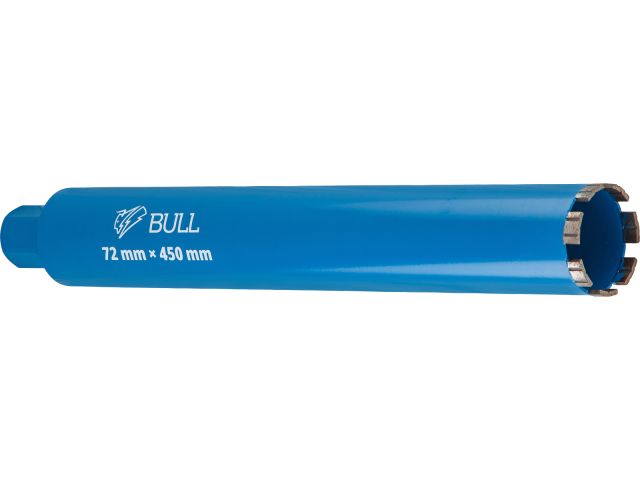 Коронка алмазная d 72мм железобетон BULL, L450мм, микроудар, сухое сверление