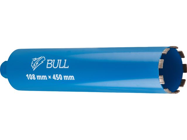 Коронка алмазная d 108мм железобетон BULL, L450мм, микроудар, сухое сверление
