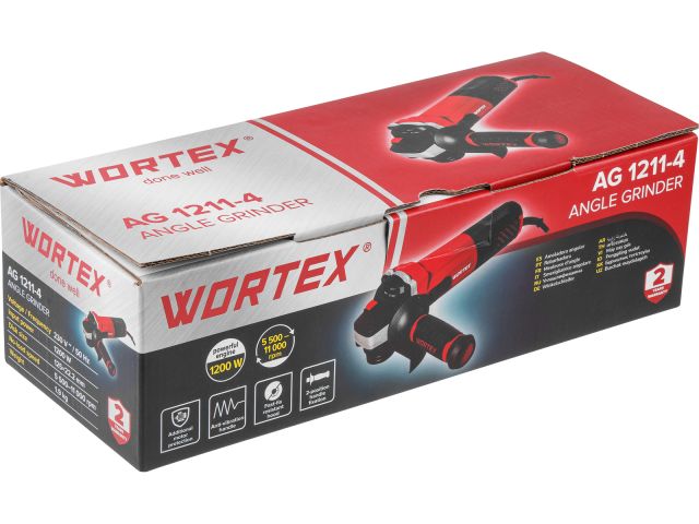 Изображение 10 Одноручная углошлифмашина WORTEX AG 1211-4 в кор. 1200 Вт, 125 мм, 5500-11000 об/мин