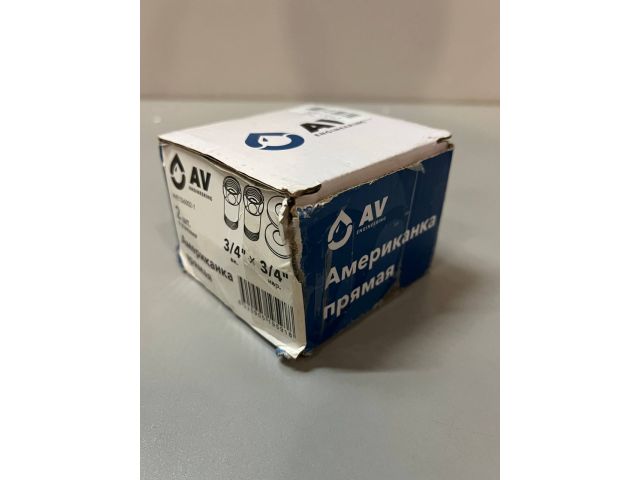 Изображение 1 Американка прямая 3/4" вн. х 3/4" нар. ХРОМ, AV Engineering (2 шт. в уп.) уцененный (0101800556)