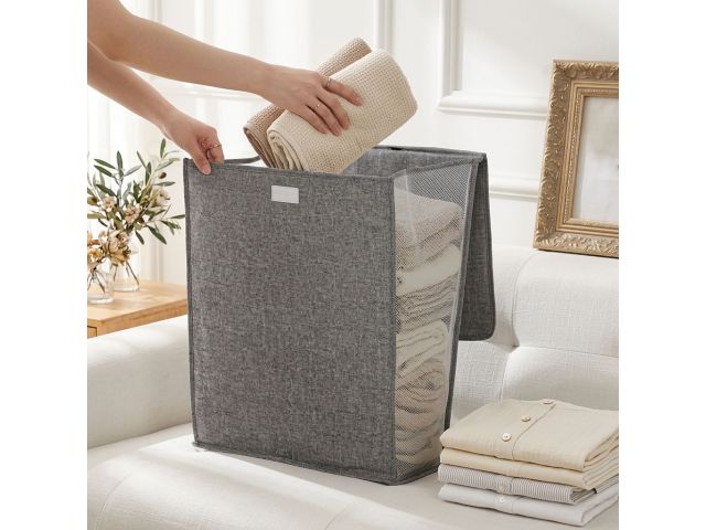 Изображение 6 Корзина для белья подвесная, 48x36x12см, серая, PERFECTO LINEA