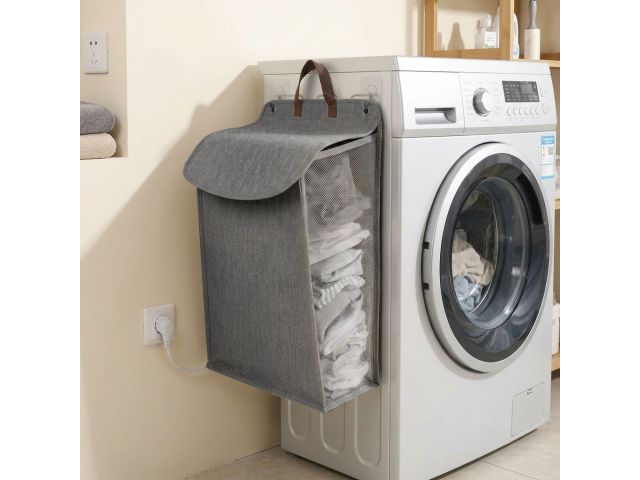 Изображение 5 Корзина для белья подвесная, 48x36x12см, серая, PERFECTO LINEA