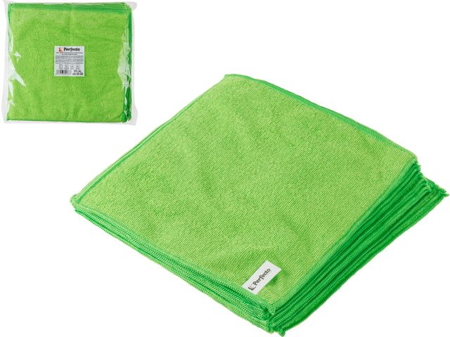 Изображение 2 Набор салфеток из микрофибры Solid (Cолид) 20 шт., 30х30 см, универсальные, зелёные, PERFECTO LINEA