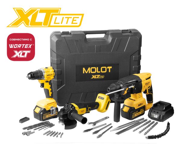 Изображение 1 Набор аккум. инструмента MOLOT XLT Lite SET УШМ+Перфоратор+Шуруповерт