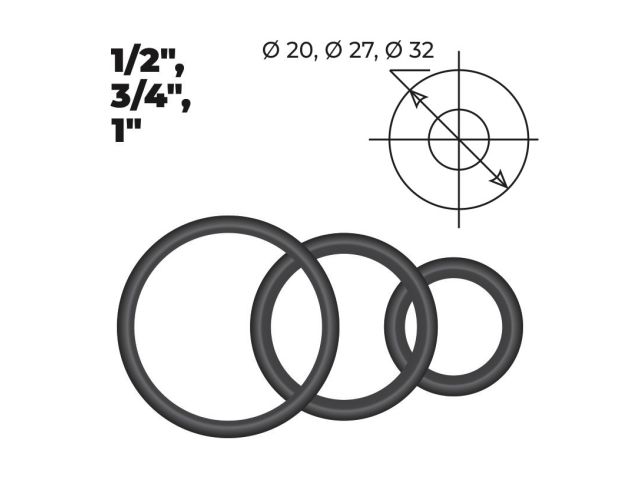 Набор сантехнических колец для американок 1/2", 3/4", 1" (2+2+2 шт.), AV Engineering