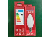 Лампа светодиодная C37 СВЕЧА 7,5Вт 230В E14 6000K AURORA