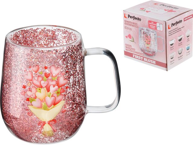 Изображение 2 Кружка стеклянная с двойными стенками, 380 мл, серия FIRST BLUSH-1, PERFECTO LINEA