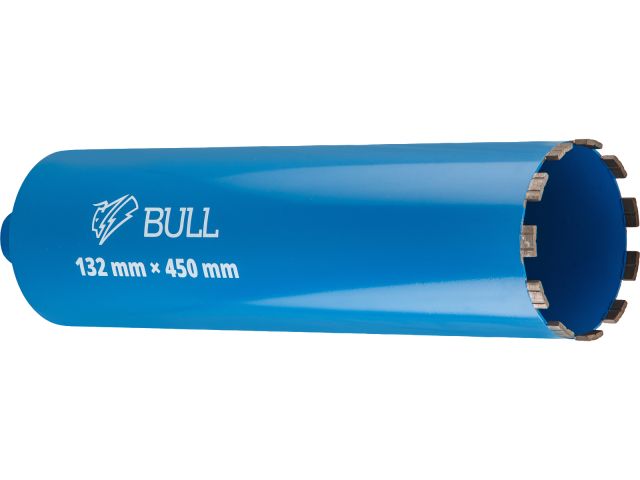 Коронка алмазная d 132мм железобетон BULL, L450мм, микроудар, сухое сверление