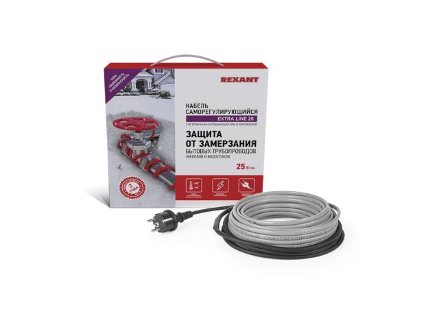 Изображение 1 Греющий саморегулирующийся кабель на трубу 25MSR-PB (8м/200Вт) SRL Extra Line REXANT