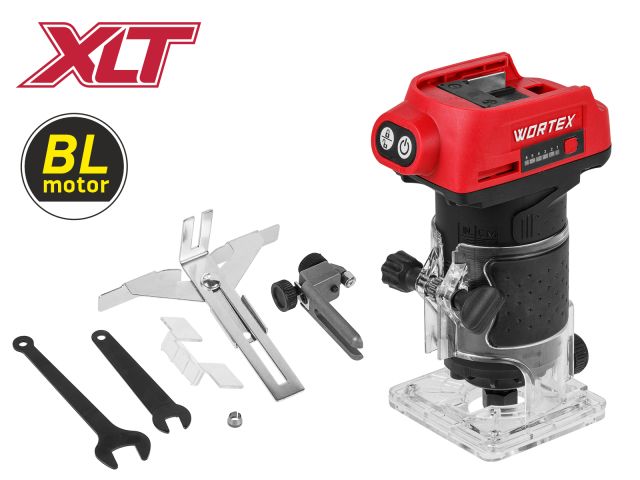 Аккум. фрезер кромочный WORTEX LX CMM 1822 в кор. XLT SOLO БЕСЩЕТ., 18 В, цанга 6/8, рег. об.
