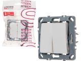 Выключатель проходной 2 клав. (скрытый, механизм, 10А) белый, Steen, LEIDEN ELECTRIC