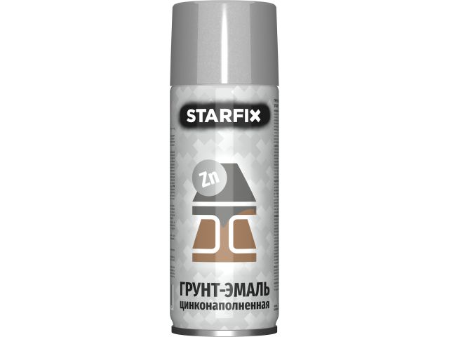 Изображение 1 Грунт-эмаль цинконаполненная STARFIX серебристая, 520 мл