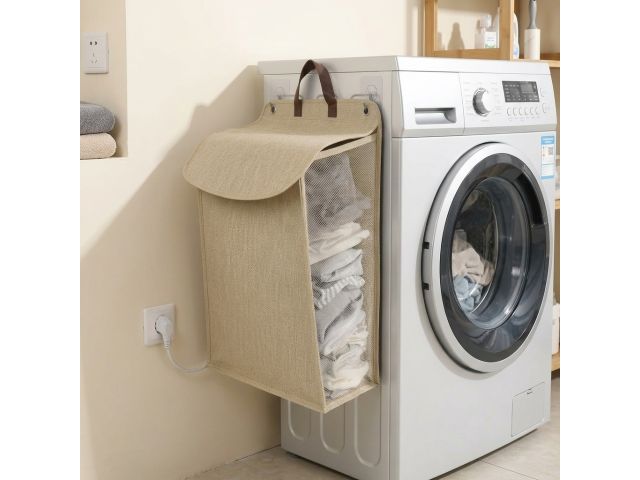 Изображение 5 Корзина для белья подвесная, 48x36x12см, бежевая, PERFECTO LINEA