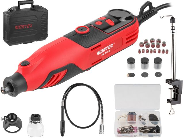 Гравер электрический WORTEX MG 3217 E в чем.+аксессуары 130 Вт, 10000-35000 об/мин, цанга 3,2 + БЗП