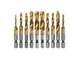 Смотреть изображение 5 Набор сверл-метчиков (M3x1, M4x1, M5x2, M6x2, M8x2, M10x2) Р6М5, ТИТАН, 10 шт. KRANZ