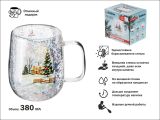 Кружка стеклянная с двойными стенками, 380 мл, серия SNOW BALLET-1, PERFECTO LINEA