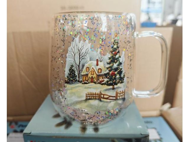 Изображение 1 Кружка стеклянная с двойными стенками, 380 мл, серия SNOW BALLET-1, PERFECTO LINEA
