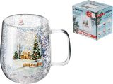 Кружка стеклянная с двойными стенками, 380 мл, серия SNOW BALLET-1, PERFECTO LINEA